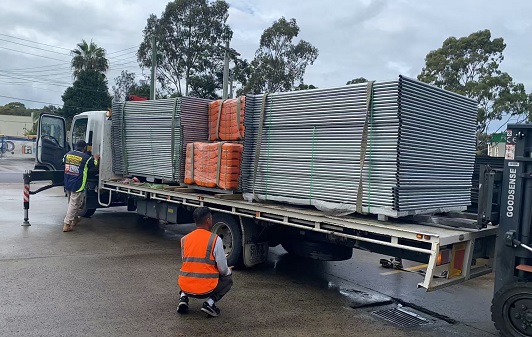 Temporary Fence Container Loading